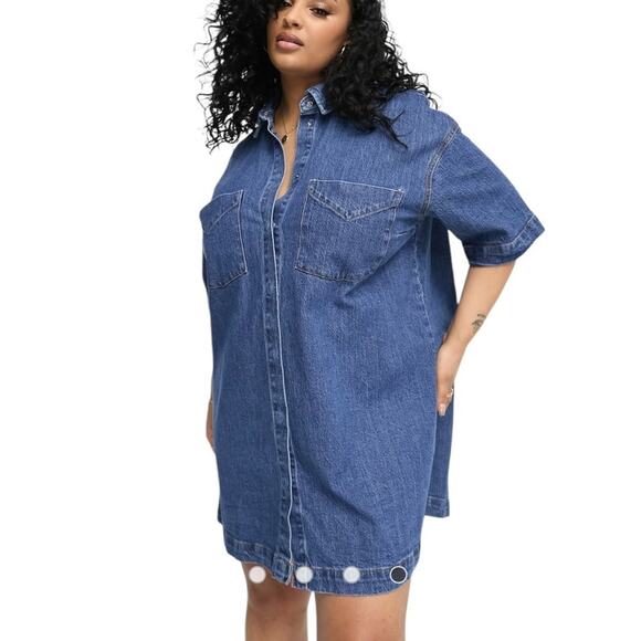 ASOS Curve Indigo Denim Shirt Dress - Picture 1 of 11